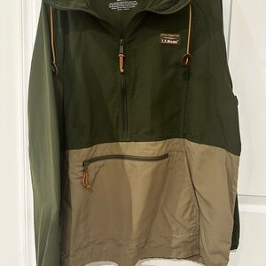 L.L. Bean Green and Tan Pullover Anorak Jacket